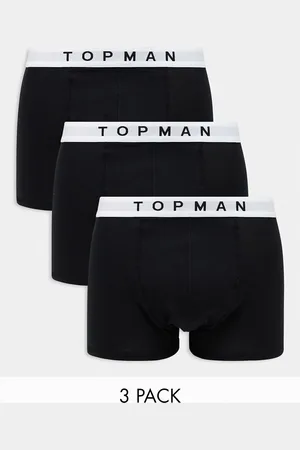 Topman 3 pack boxer briefs in black with white waistbands