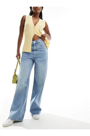 MANGO Oversized straight leg jeans in light
