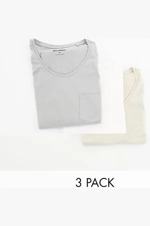 Threadbare 3 pack pocket vest in gray, stone & off white