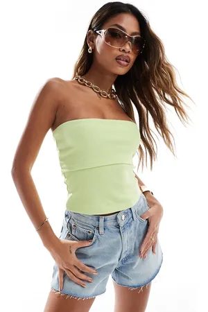 ASOS Ribbed fold over bandeau top in light