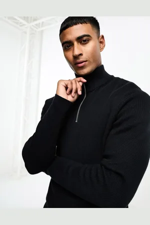 Only & Sons Ribbed half zip sweater in