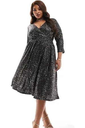 ONLY Wrap midi dress in and gold
