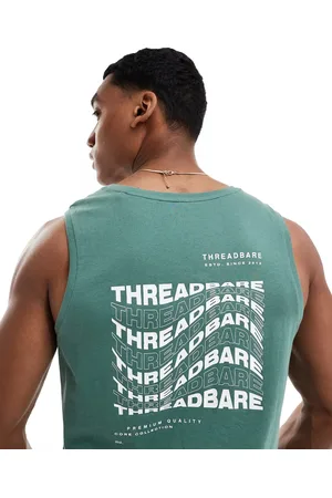 Threadbare Logo print tank in dark forest