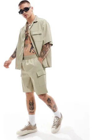 Sixth June Textured cargo shorts in beige - part of a set