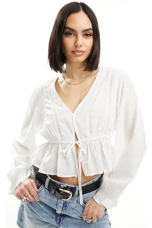 Cotton On Cotton On crop prairie blouse with lace detail in
