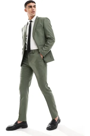 ASOS Slim suit pants in forest oxford texture