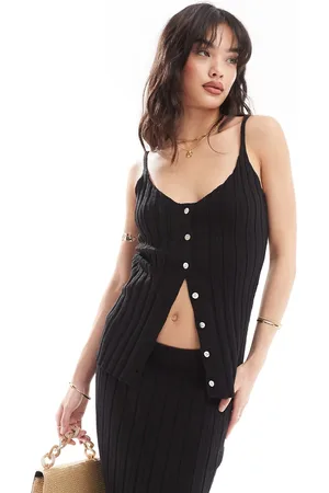 SNDYS Rib knit button down cami top in - part of a set