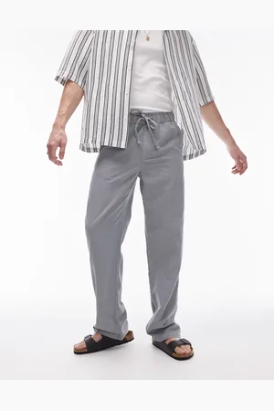 Topman Straight leg linen look pants in