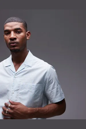 Topman Short sleeve boxy striped shirt in light