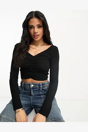 ASOS Ruched v front and back crop top in