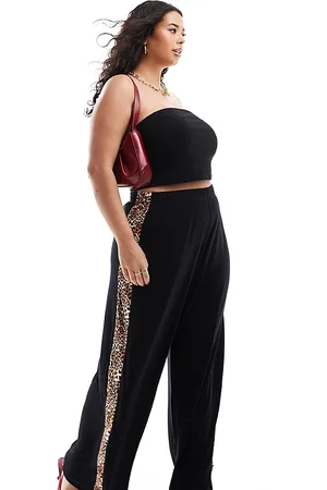 Yours Wide leg pants with leopard detail in