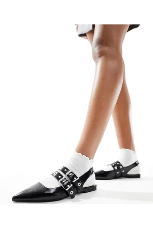 Stradivarius Buckle detail slingback ballet shoes in