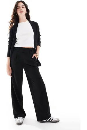 JDY Button detail wide leg dad pants in