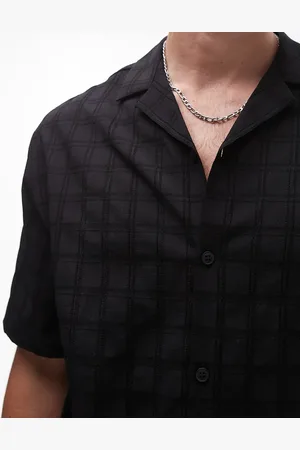 Topman Short sleeve textured grid shirt in