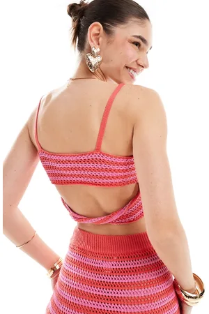 Style Cheat Crochet cami top in stripe - part of a set