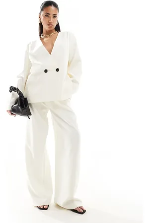 Kaiia Drawstring wide leg pants in ecru - part of a set