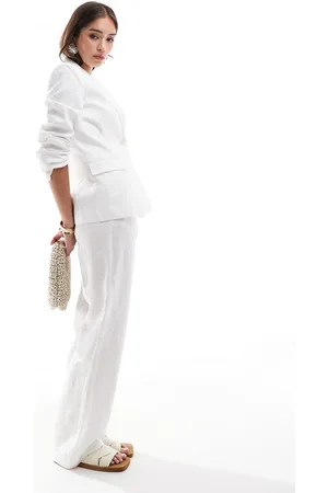 MANGO Linen tailored pants in - part of a set