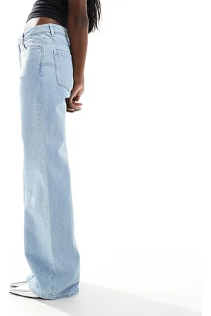 Stradivarius Wide leg jean with embellishments in light