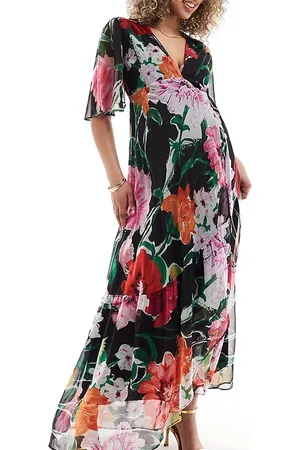 HOPE & IVY Wrap maxi dress in base floral