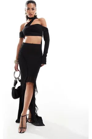 Murci Thigh split ruffle edge maxi skirt in - part of a set