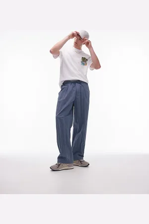 Topman Premium wide leg paper bag pants in