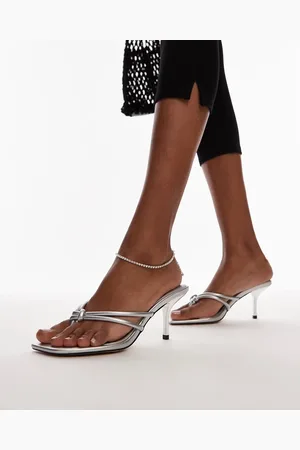 Topshop Femi toe post heeled sandals with knot detail in