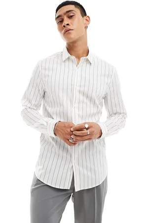 ASOS Slim shirt in brown and stripe