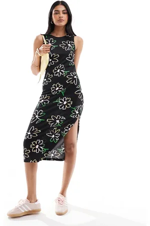 JDY Exclusive side split midi dress in multi floral