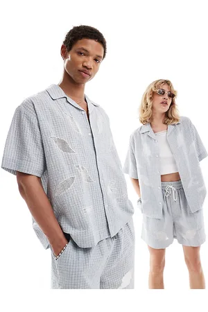 Reclaimed Unisex cropped boxy shirt in check - part of a set