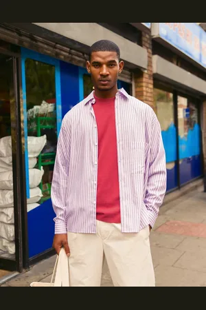 Topman Long sleeve oversized striped shirt