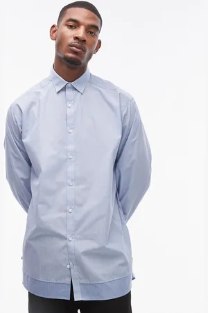 Topman Long sleeve oversized spliced striped shirt