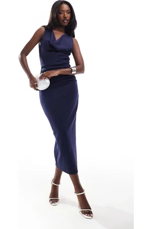 True Violet Cowl neck midi dress in