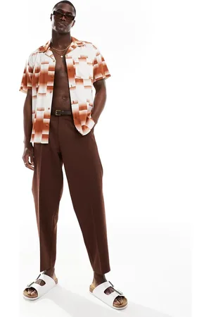 Only & Sons Revere collar shirt with ombre print in beige