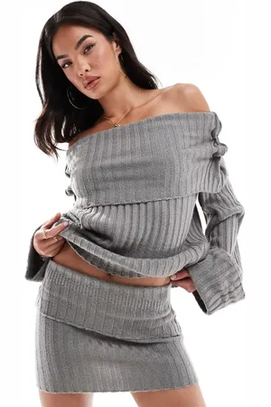 SNDYS Ribbed knit folded waist mini skirt in - part of a set