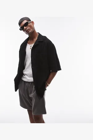 Topman Oversized fit button up jersey shirt with jacquard in