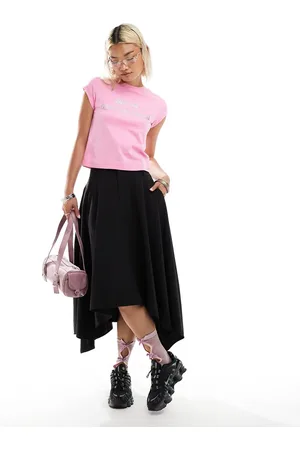 COLLUSION Tailored pull on midi circle skirt