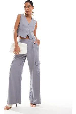 JDY Wide leg tailored linen mix cargo pants in - part of a set