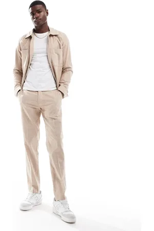 JACK & JONES Premium linen mix casual suit pants in beige