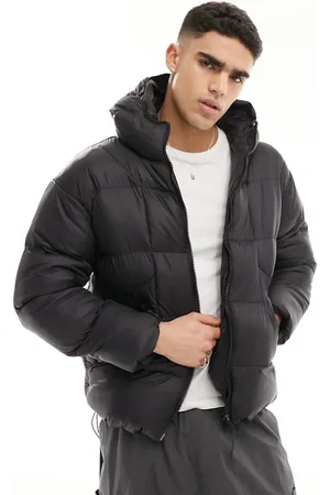 Good For Nothing Hi-shine puffer jacket with hood in