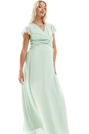 TFNC Bridesmaid wrap front maxi dress in fresh mint