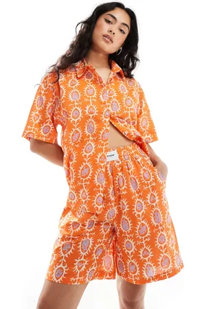 Sixth June Printed linen look shorts in -set