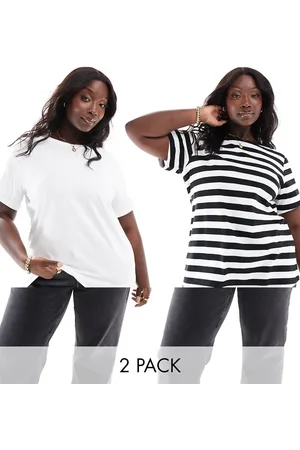 Yours 2 pack t-shirts in white & black stripe