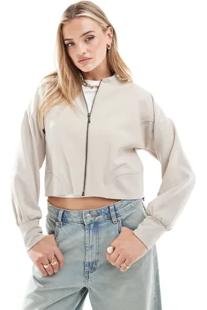 JDY Lightweight bomber jacket in stone