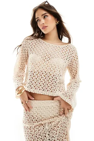 ONLY Crochet long sleeve top in cream - part of a set