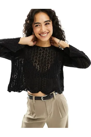 ONLY Wide sleeve crochet top in