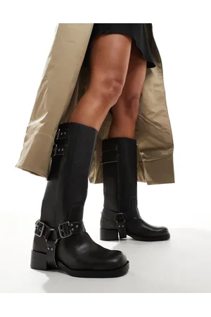 Stradivarius Buckle moto boot in
