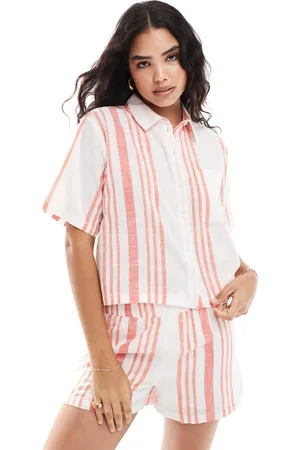 JDY Boxy shirt in & pink stripe - part of a set