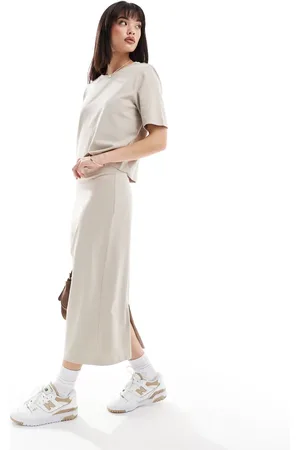 ONLY Jersey midi skirt in stone - part of a set