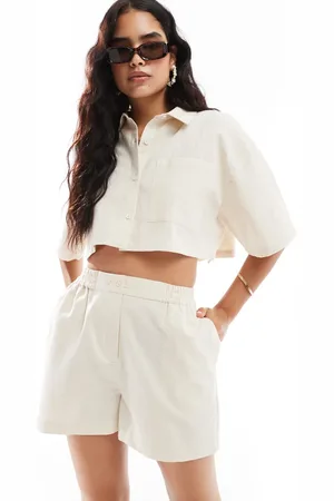ASOS Cropped linen look shirt in - part of a set