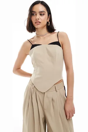 Extro & Vert Bra detail corset top in stone & black - part of a set
